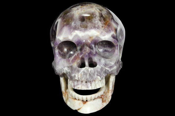 Realistic, Carved Chevron Amethyst Skull #111209